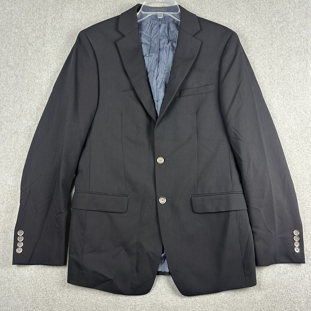 Calvin Klein Suit Jacket Mens 38L Black Wool Extreme Slim Fit Notch Lapel Blazer